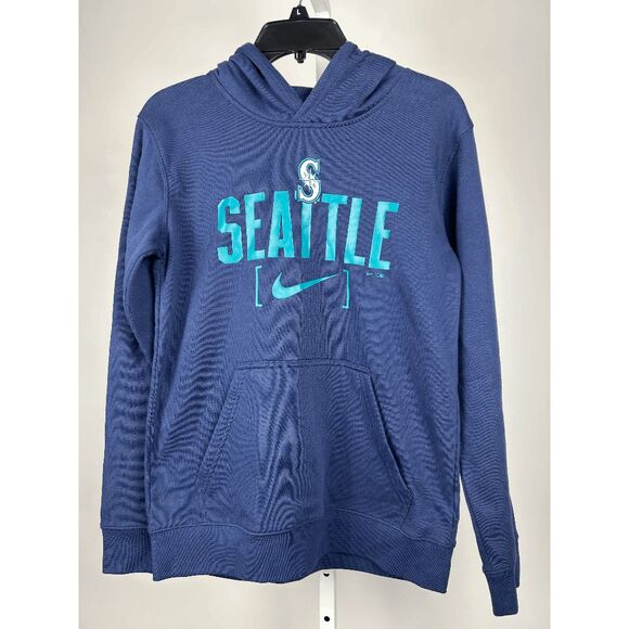 Nike YOUTH Seattle Mariners Navy Club Slack Pullover Hoodie L (14/16) - Picture 2 of 7
